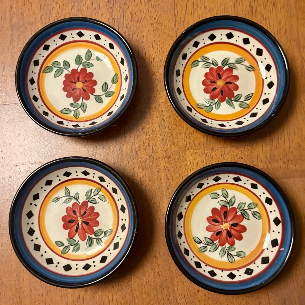 Four Pier 1 Individual Dip Dish Butter Plates Trinket Dishes Floral Alexandria